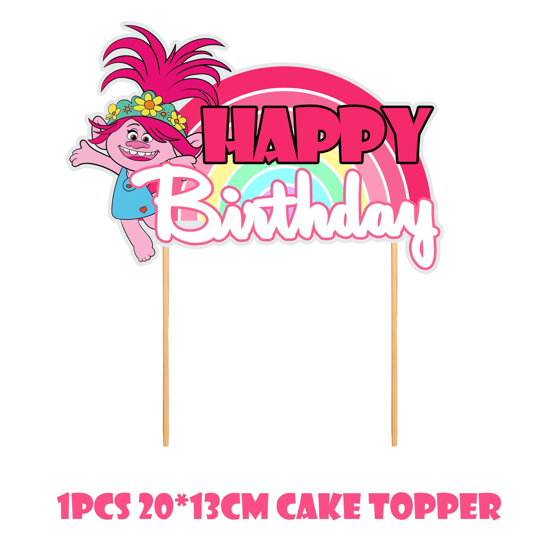 Kids Girl Pink Trolls World Tour Happy Birthday Balloon Decoration Supplies Baby Shower Party Decors Poppy Party Photo Boothprop