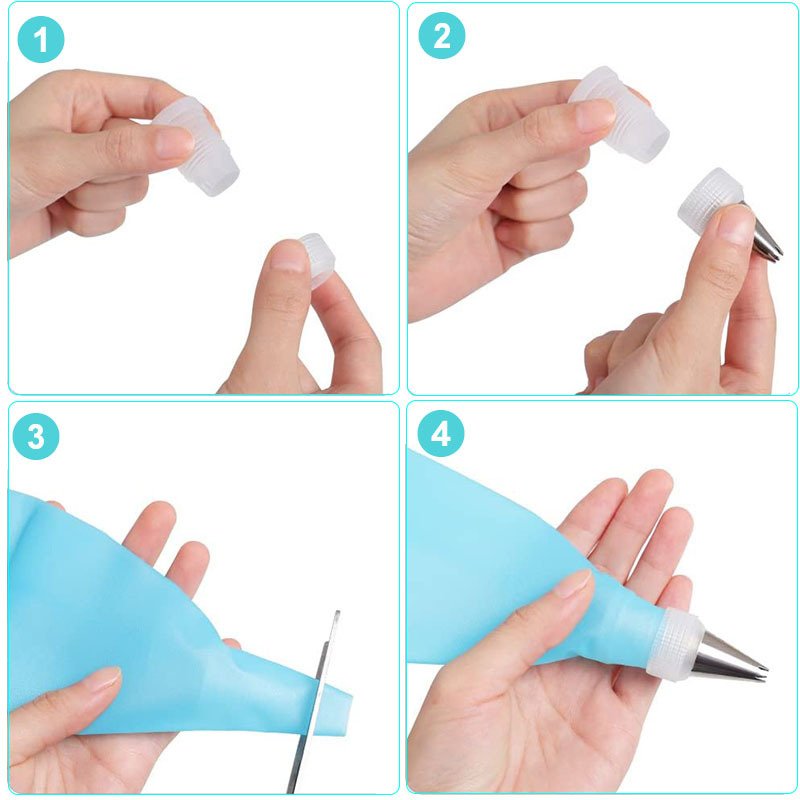 Set of 8 Baking DIY Icing Piping Tips Nozzles Set Silicone Pastry Bags 6 Nozzle Set Cake Decorating Tools Accessories
