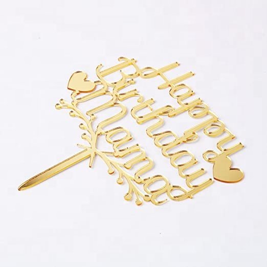Happy Birthday Mama big size acrylic mirror gold cake topper for mom birthday cake decoration supplies