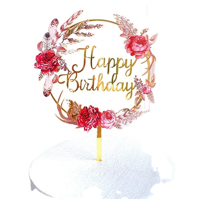 Acrylic Flower happy birthday Bride to Be Mr and Mrs cake topper decoration