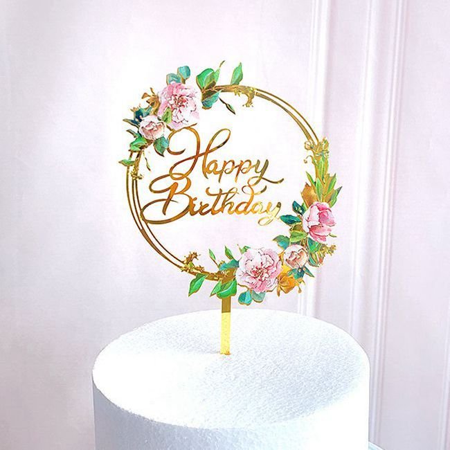 Acrylic Flower happy birthday Bride to Be Mr and Mrs cake topper decoration