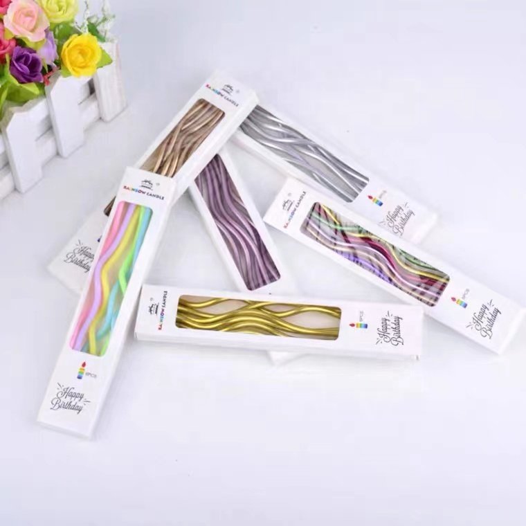 New 6pcs/box Colorful Creative Birthday Cake Candle Party Curve Thread Birthday Spiral Candles Party Decoration