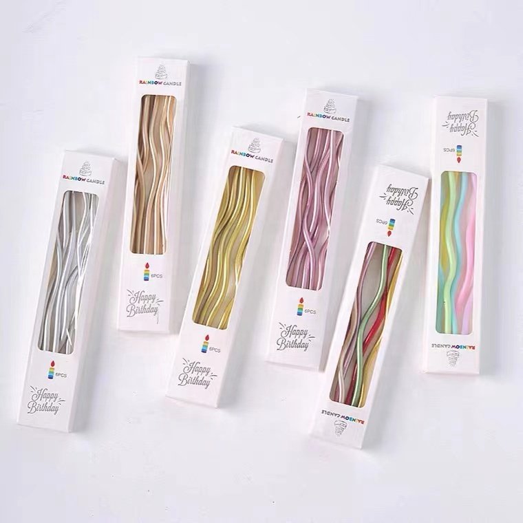 New 6pcs/box Colorful Creative Birthday Cake Candle Party Curve Thread Birthday Spiral Candles Party Decoration