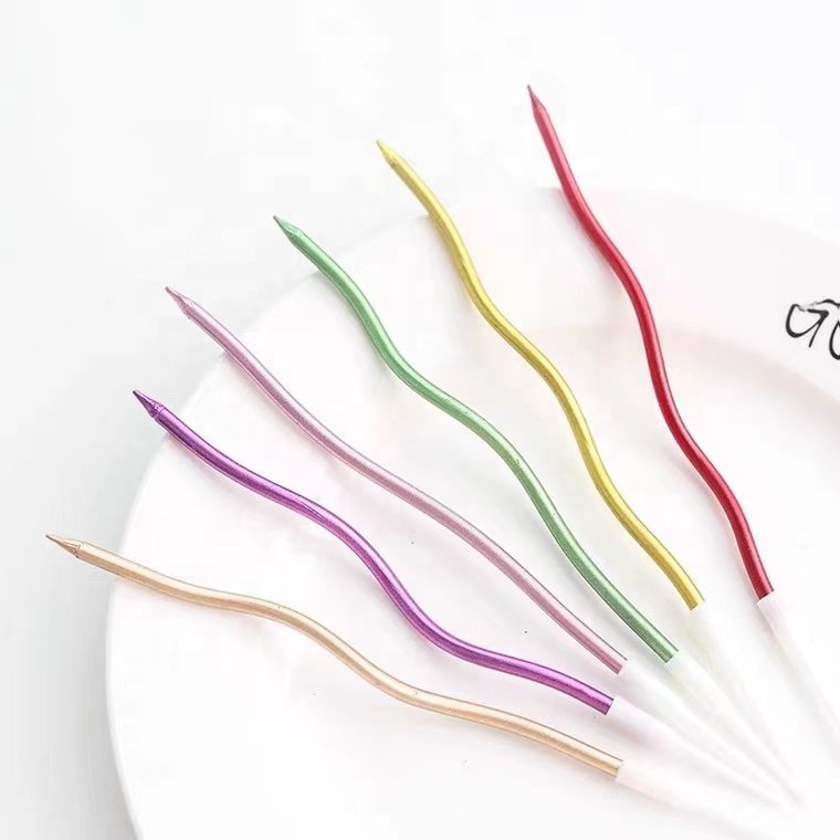 New 6pcs/box Colorful Creative Birthday Cake Candle Party Curve Thread Birthday Spiral Candles Party Decoration