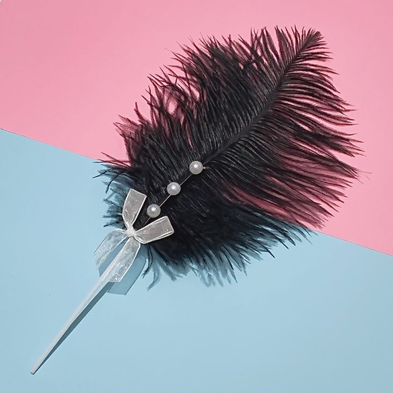 Feather cake decoration bake supplies white black pearl fashion wholesale new cake topper