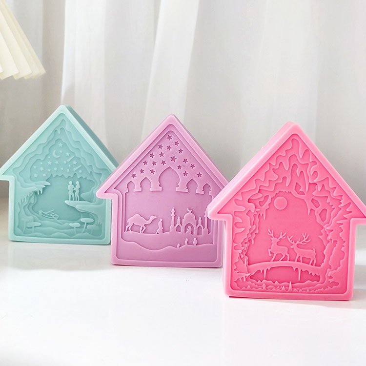 YS Arabic Element Relief House Molds Forest Elk Gypsum Christmas Decorations Gift Casting Mould DIY Aromatherapy Candle Making