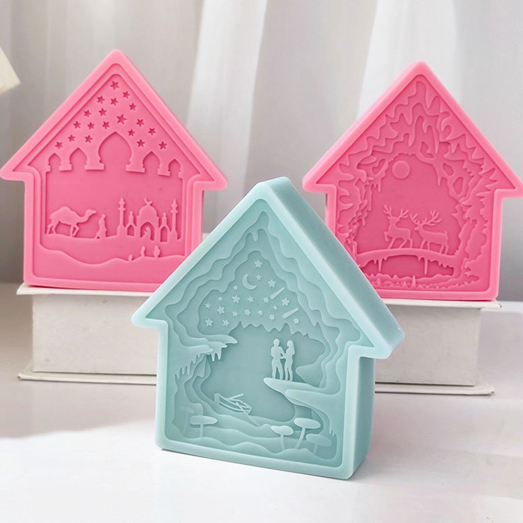 YS Arabic Element Relief House Molds Forest Elk Gypsum Christmas Decorations Gift Casting Mould DIY Aromatherapy Candle Making