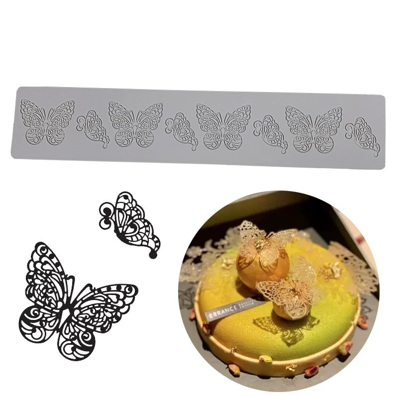 Early Riser Fondant Lace Mat Eight Butterflies Cake Decoration Silicone Mold Dessert Supplies Cake Baking Mould