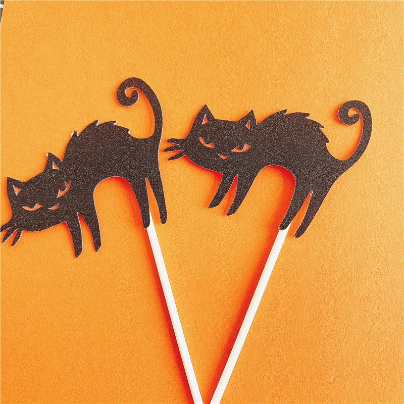 Halloween Cake Decoration Pumpkin Bat Witch Ghost Castle Halloween Paper Cupcake Topper