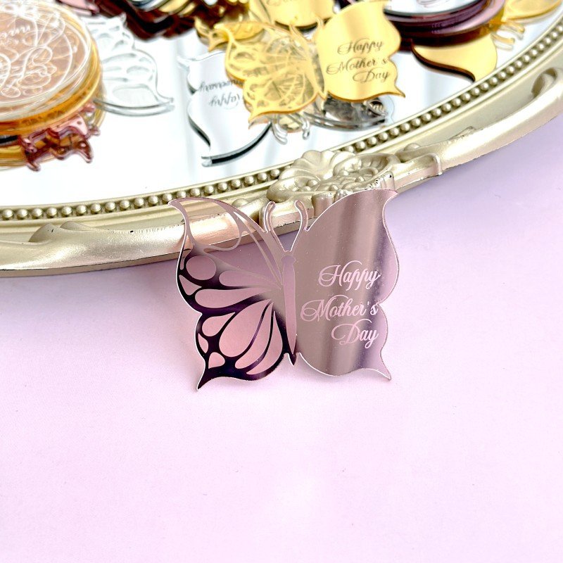 2024 hot selling butterfly acrylic cake decoration happy birthday anniversary cup cake toppers