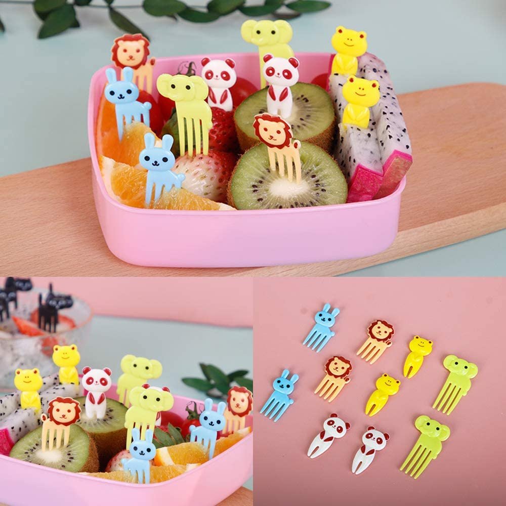 10 Pcs ABS Animal Shape Creative Bento Box Fruit Fork Sandwich Bread Decorative Tag For Picnic Mini Portable Durable Food Fork