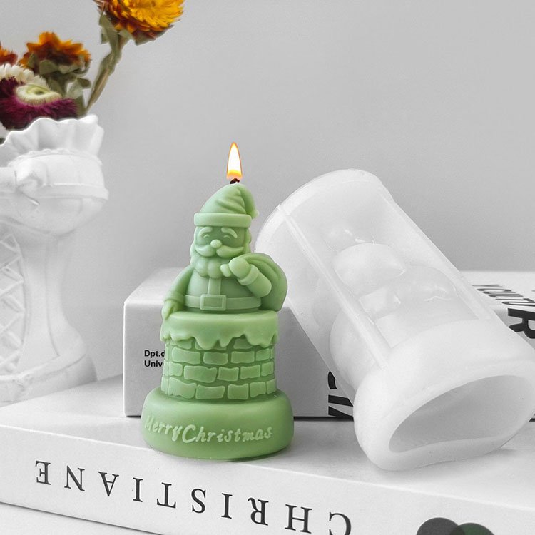 YS New Design Chimney Santa Claus Silicone Candle Molds Christmas Decorations Gift Casting Mould DIY Aromatherapy Candle Making