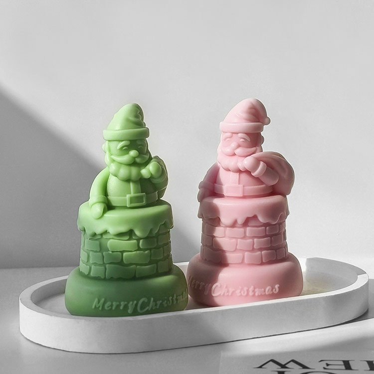 YS New Design Chimney Santa Claus Silicone Candle Molds Christmas Decorations Gift Casting Mould DIY Aromatherapy Candle Making