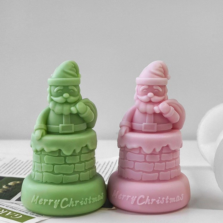 YS New Design Chimney Santa Claus Silicone Candle Molds Christmas Decorations Gift Casting Mould DIY Aromatherapy Candle Making