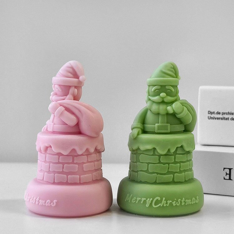 YS New Design Chimney Santa Claus Silicone Candle Molds Christmas Decorations Gift Casting Mould DIY Aromatherapy Candle Making