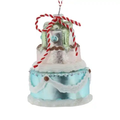New design hand-painted glass 3d cake Christmas hangings personalized mini Christmas tree decorations hanging ornaments