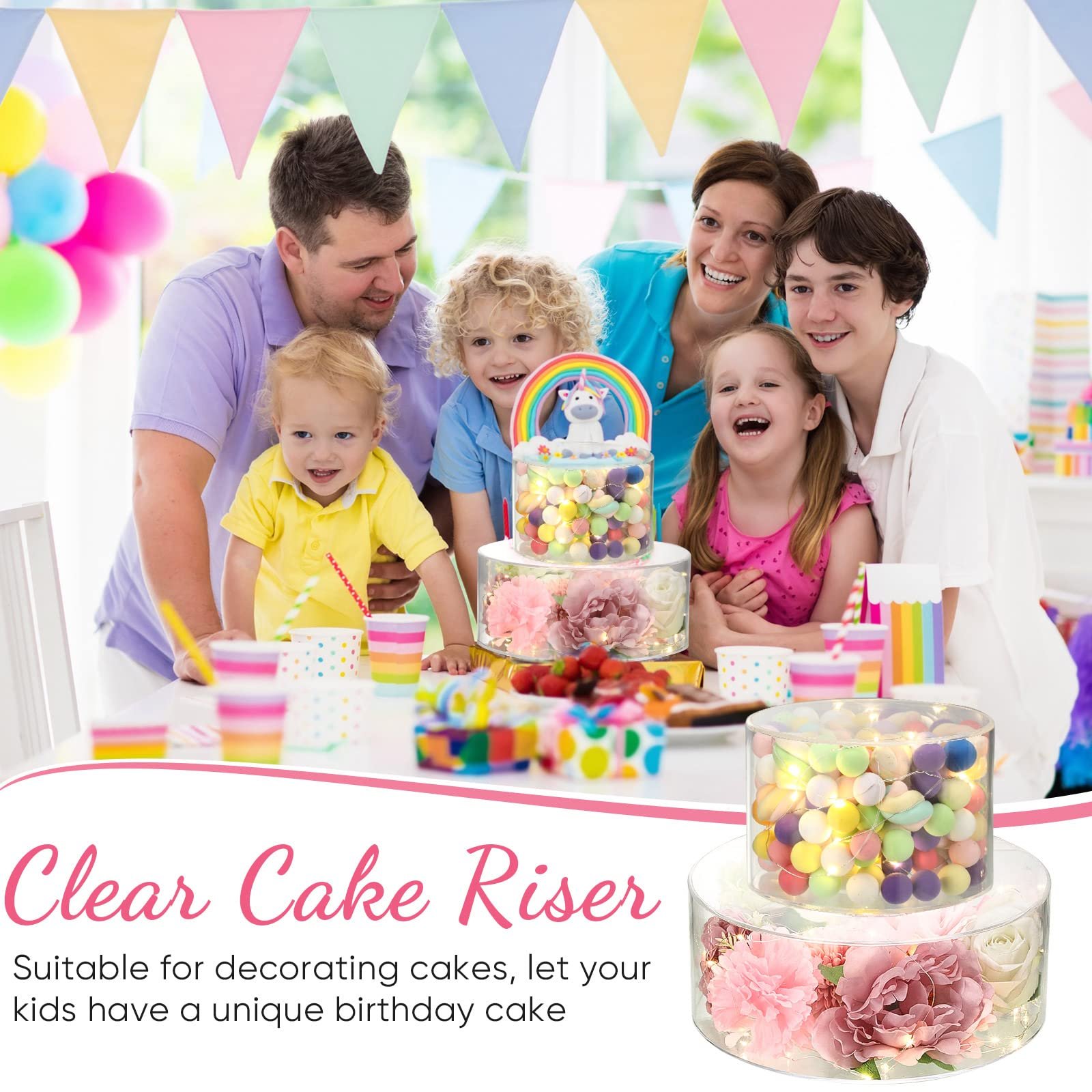 Cube Cake Riser Acrylic Square Fillable Cake Stand Cake Tillers Separator Decoration For Baking Tools Bakery Supplie