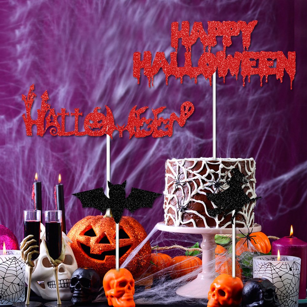 Halloween Party Cake Decoration Card Happy Halloween Bat Ghost Small DIY Plug-in Card