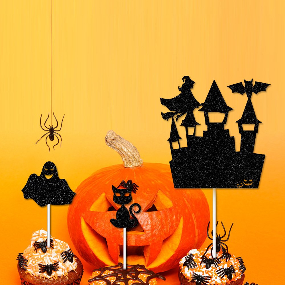 Halloween Party Cake Decoration Card Happy Halloween Bat Ghost Small DIY Plug-in Card