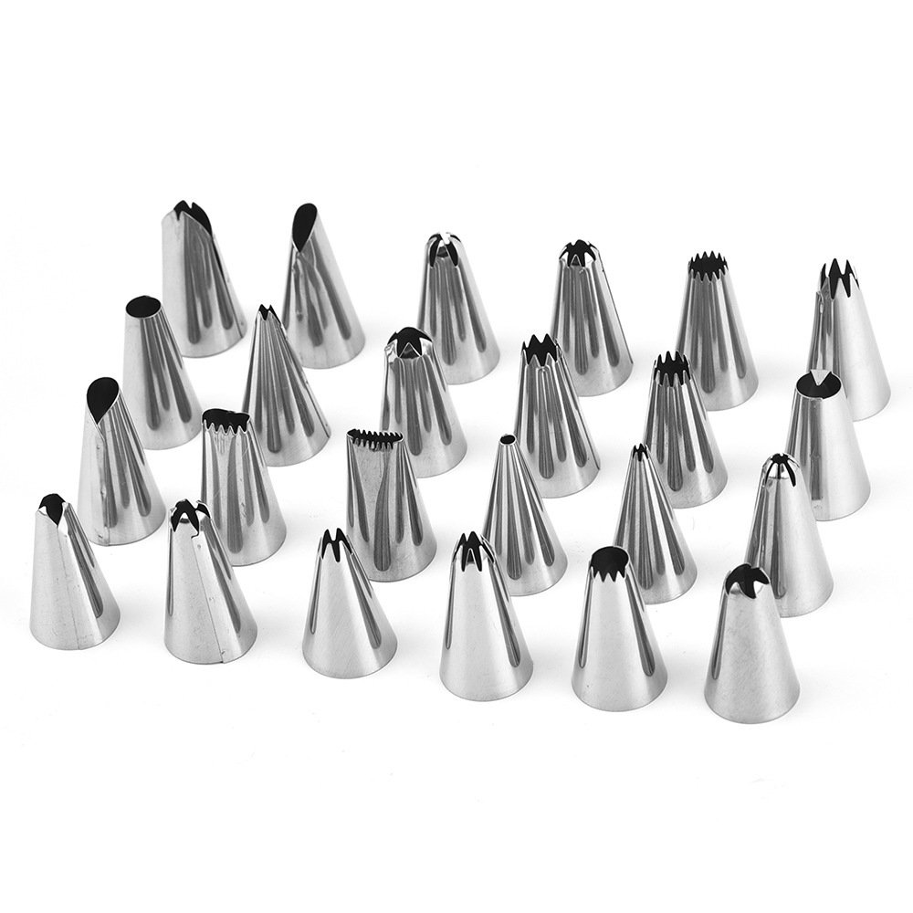41-Piece Stainless Steel Cake Making Tool Decorator Set Simple Household Baking Icing Tool with Plastic Number Shape Packed Bag