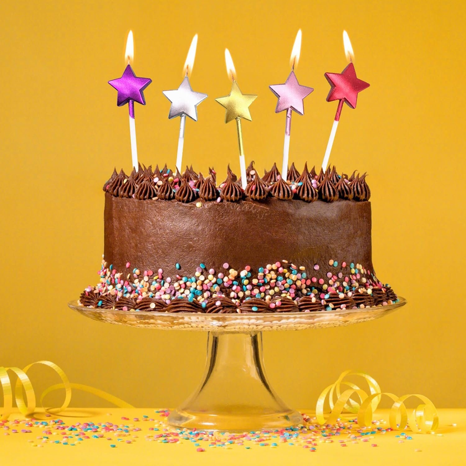 JYAO Multi Color Star Birthday Candles Cake Candle Toppers