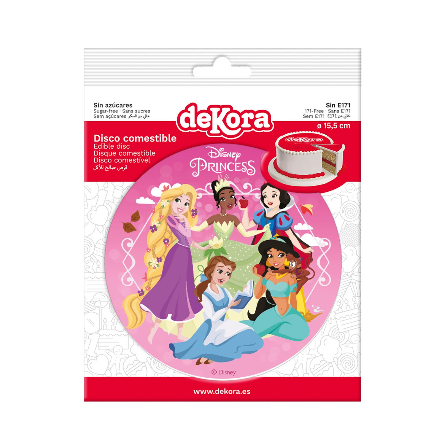 Dekora Brand Box Of 10 Edible Discs For Decorating Cakes With For Princess Design Dia 15.5cm