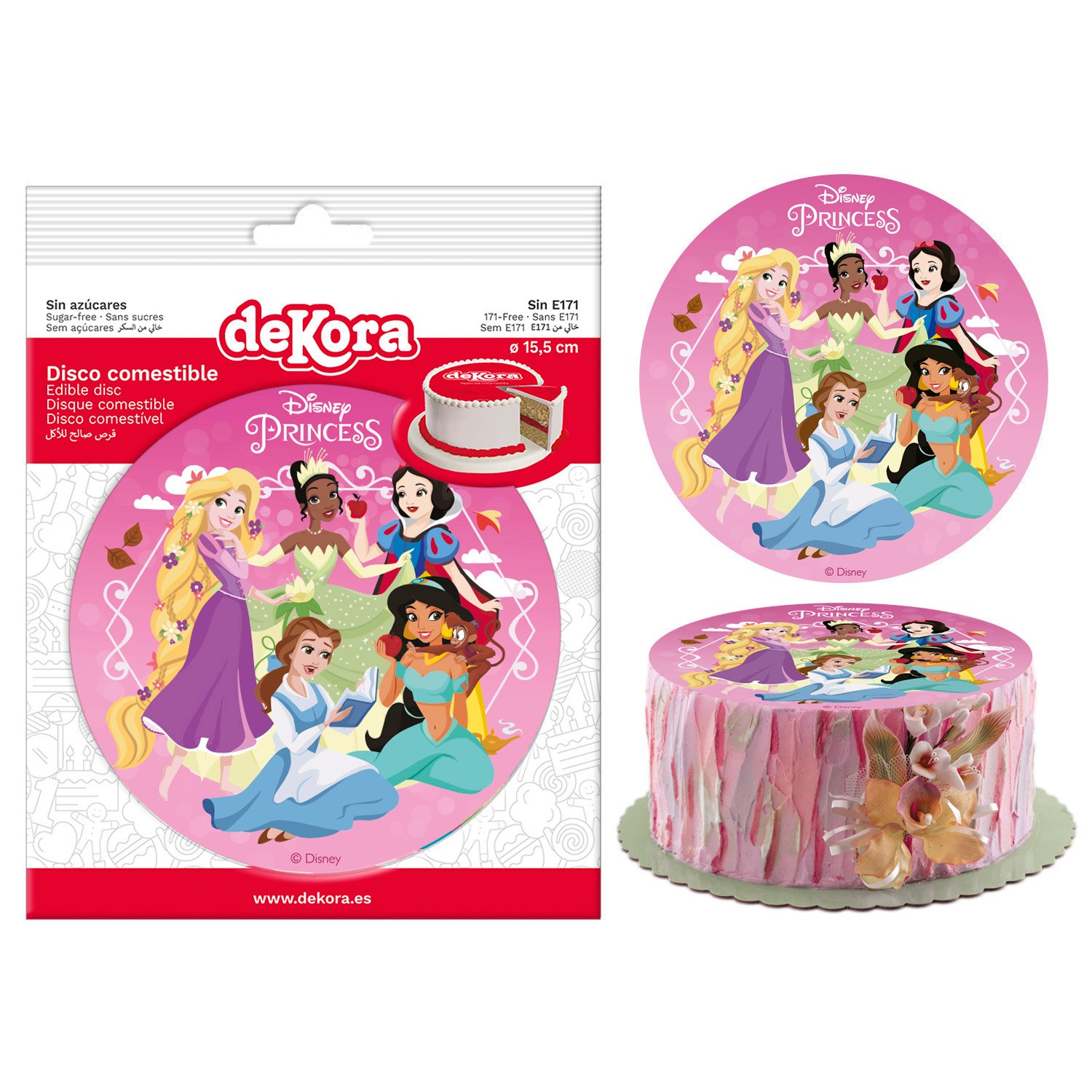 Dekora Brand Box Of 10 Edible Discs For Decorating Cakes With For Princess Design Dia 15.5cm