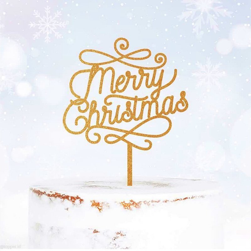 New Acrylic Merry Christmas Cake topper Golden Red Snowflake Antlers Merry Christmas English Alphabet Cake Decorating Supplies