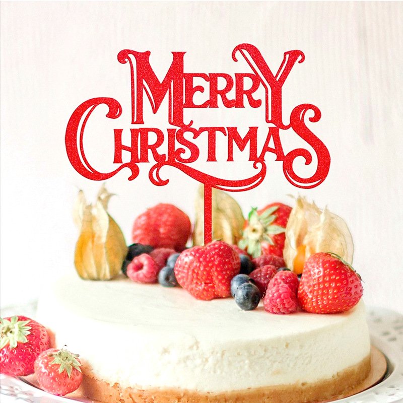 New Acrylic Merry Christmas Cake topper Golden Red Snowflake Antlers Merry Christmas English Alphabet Cake Decorating Supplies