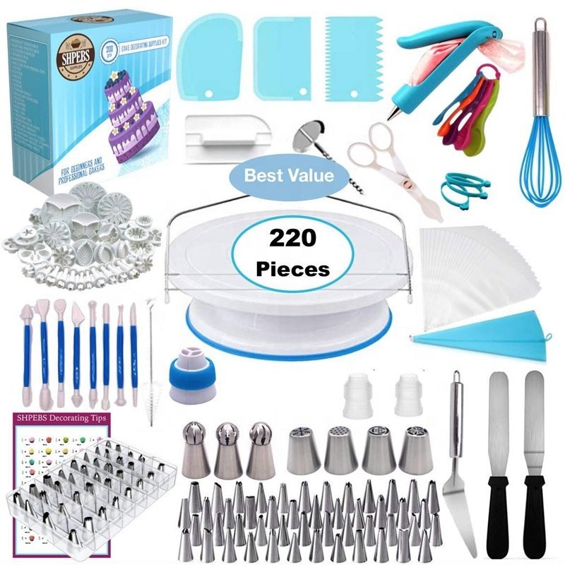 66pcs Sets Cake Decorating Tools Kit Cake Decorating Supplier Russian Piping Nozzles-Straight Angled Spatula Cake Leveler