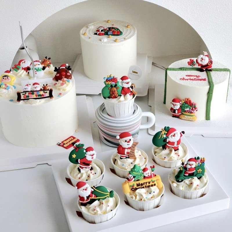 Merry Christmas Soft Glue Cake Decoration Plug-In Party Cake Decorating Supplies