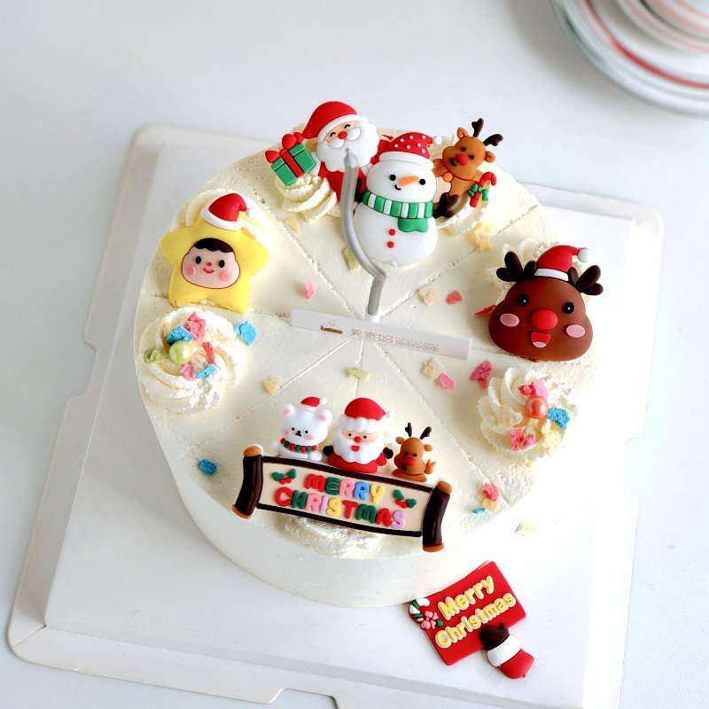 Merry Christmas Soft Glue Cake Decoration Plug-In Party Cake Decorating Supplies