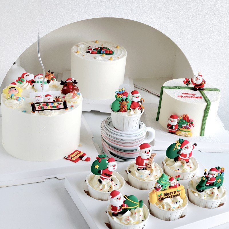 Merry Christmas Soft Glue Cake Decoration Plug-In Party Cake Decorating Supplies