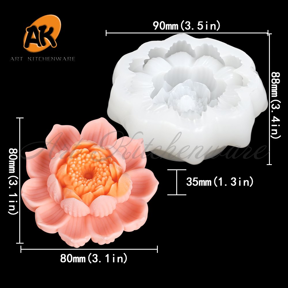 AK Wholesale Lotus Handmade Soap Plaster Silicone Mould for 3d Candles Mold Flower Silicone Fondant Pastry Cake Decorating Molds
