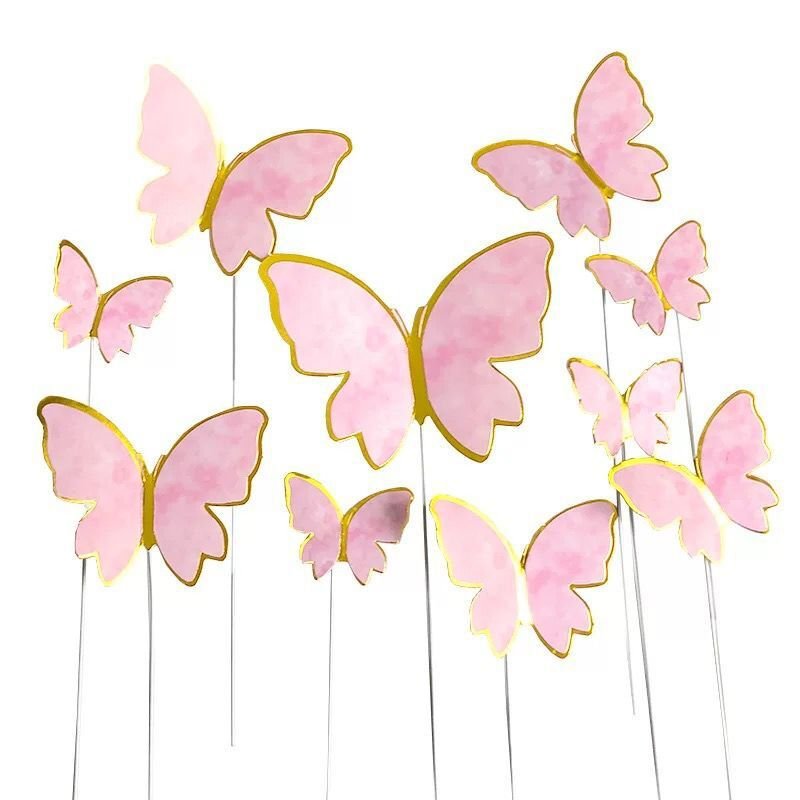 10pcs glitter butterfly cake topper ins style for cake decoration baking supplies