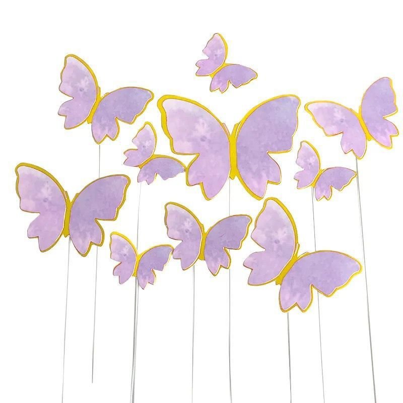 10pcs glitter butterfly cake topper ins style for cake decoration baking supplies