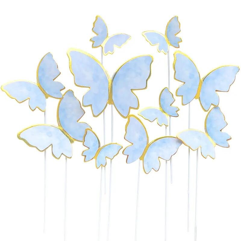 10pcs glitter butterfly cake topper ins style for cake decoration baking supplies
