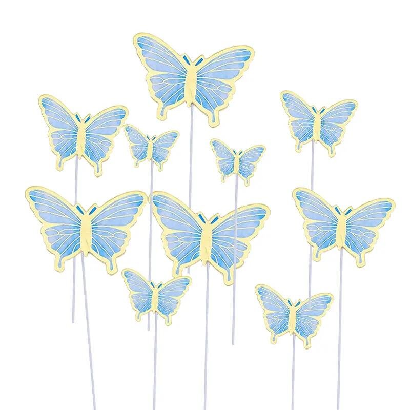 10pcs glitter butterfly cake topper ins style for cake decoration baking supplies