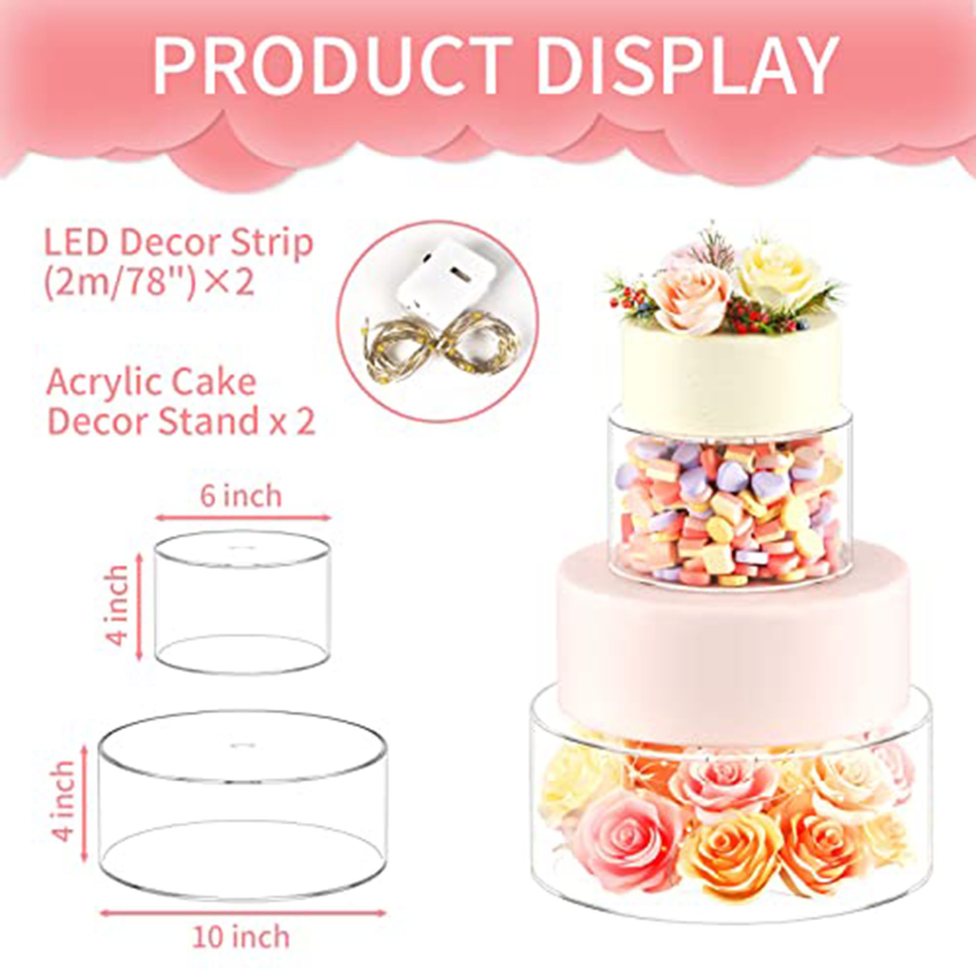 Acrylic Fillable Cake Stand Cake Riser Cake Tier, Round Cylinder Display Riser Display Box, Decorative Centerpiece for Wedding