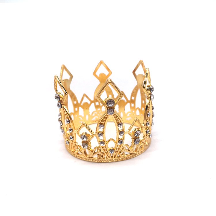 Gold Rhinestone Birthday Cake Tiara Small Baroque Crown for Flower Decorations for Party Supplies Festive Diwali Celebrations