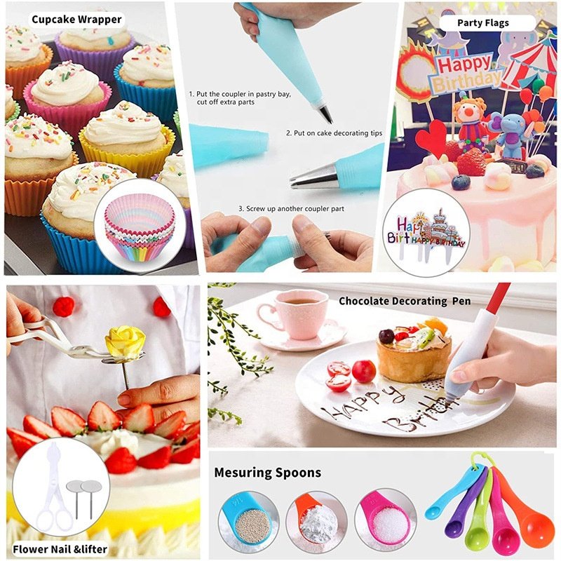 322pcs New Style Cake Decorating Kit Custom Logo Stainless Steel Baking Tool with Plastic Supplies New Style and High Quality