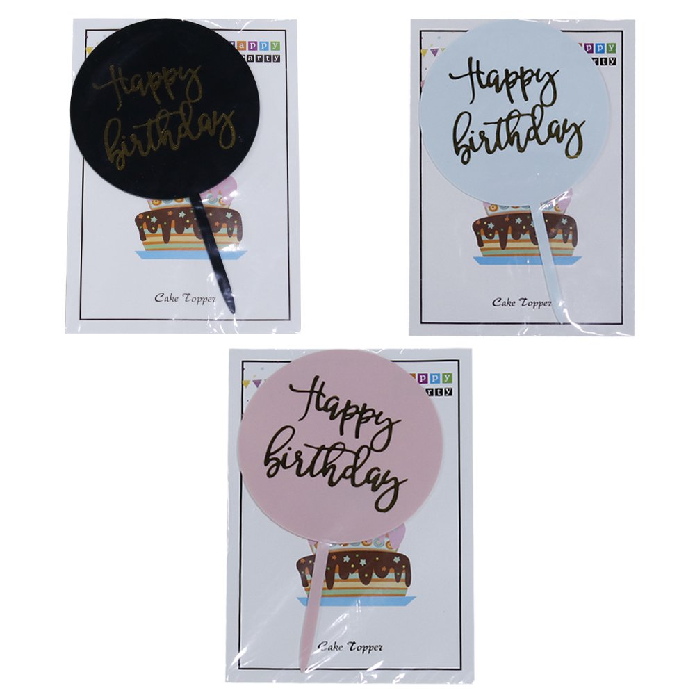 Happy Birthday Cake Topper Gilding Acrylic Round Crown King Queen Prince Princess Royal Theme Cake Decoration Party Supplies.