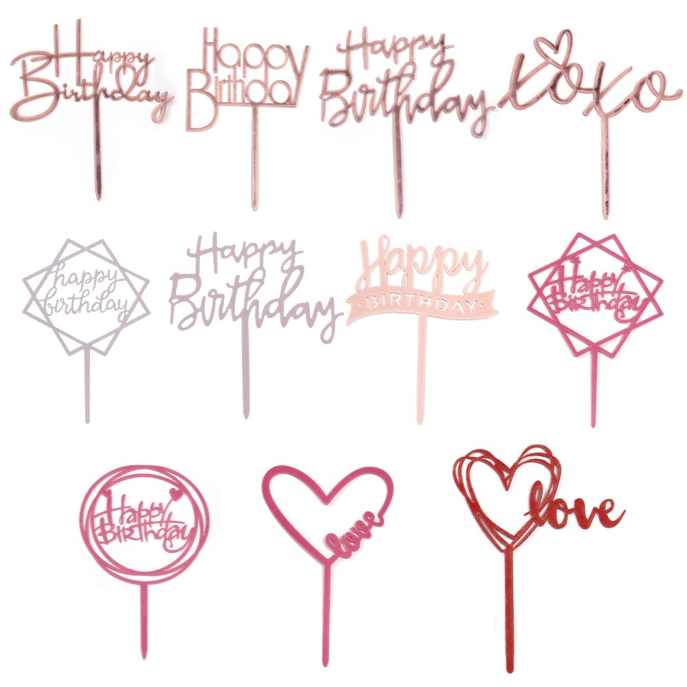 Happy Birthday Cake Topper Gilding Acrylic Round Crown King Queen Prince Princess Royal Theme Cake Decoration Party Supplies.