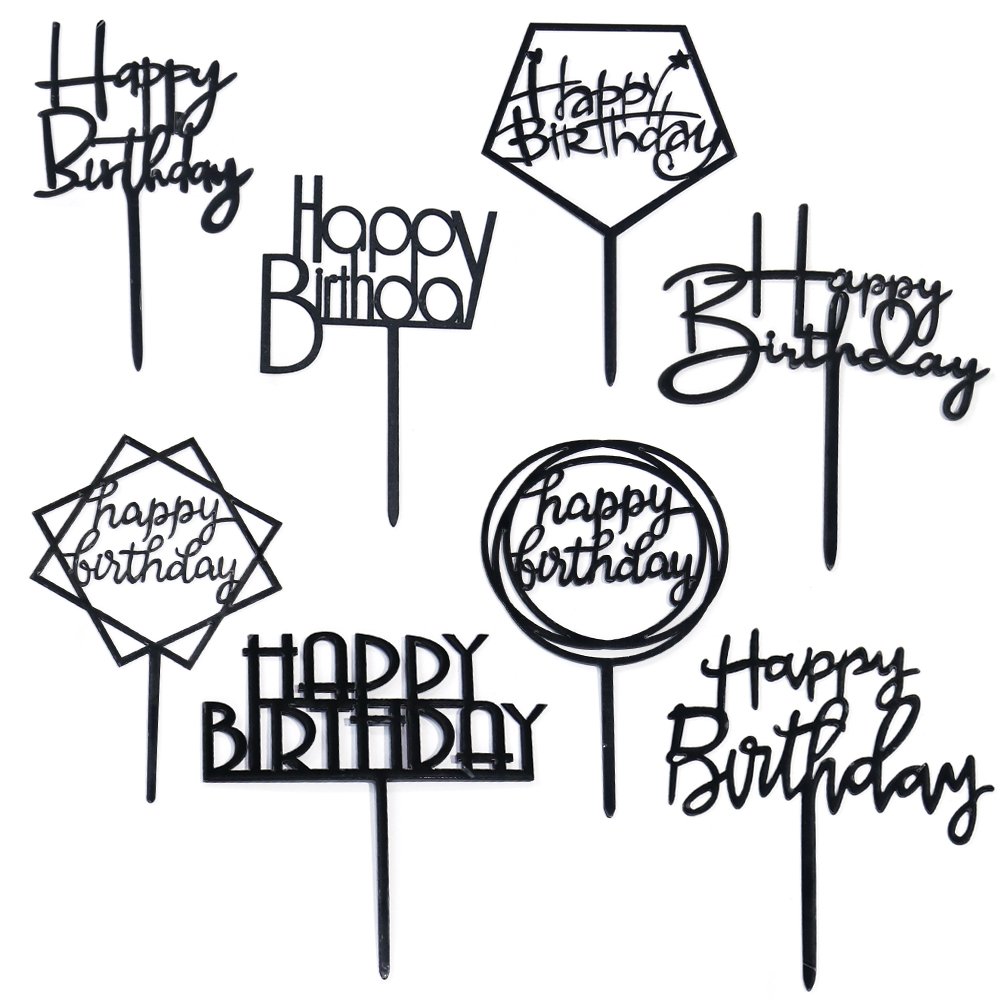 Happy Birthday Cake Topper Gilding Acrylic Round Crown King Queen Prince Princess Royal Theme Cake Decoration Party Supplies.