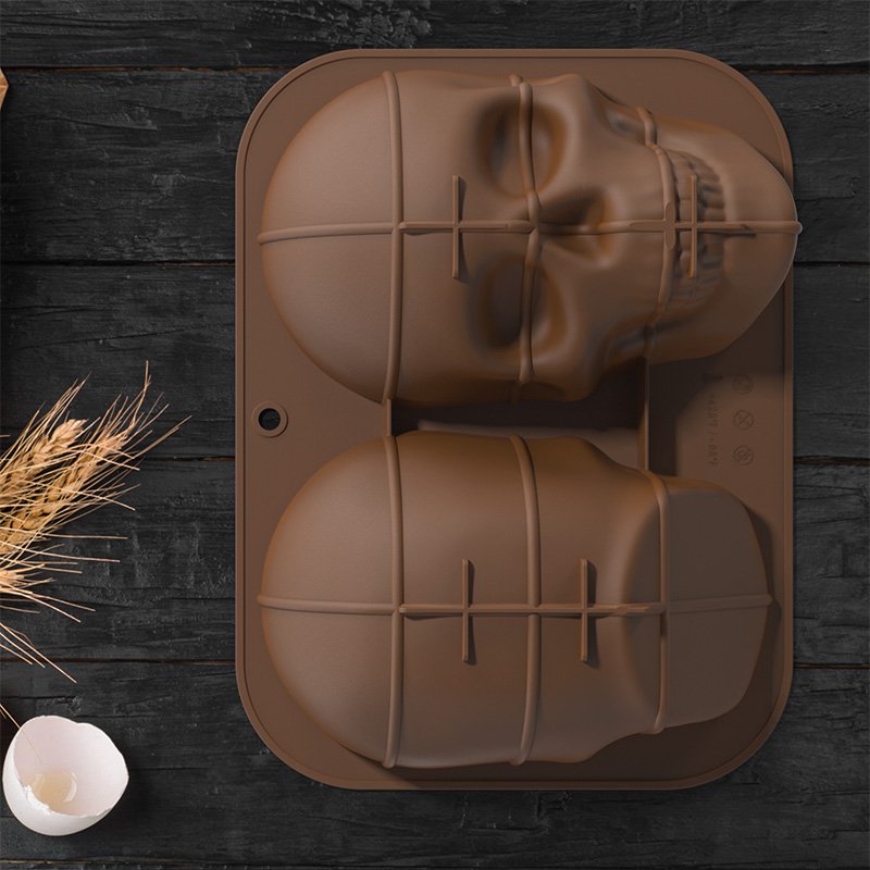 A34 Hot Large 32 X 24cm 3d Cake Decorating Supplies Tools Pan Silicone Skull Cake Mold Baking With Halloween Birthday