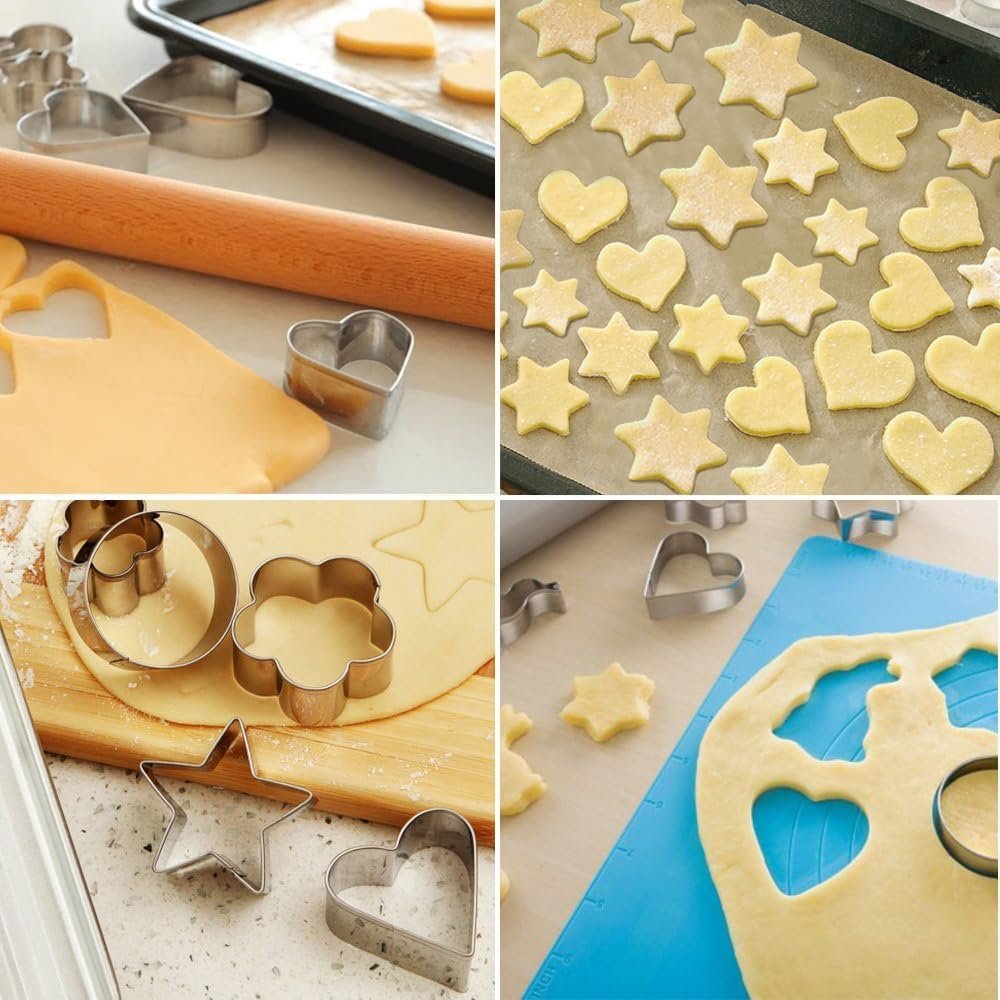 6Pcs Set Food Grade Stainless Steel Cookie Biscuit Cutters Easter Rabbit Chick Flower Shape Cake Chocolate DIY Baking Mold