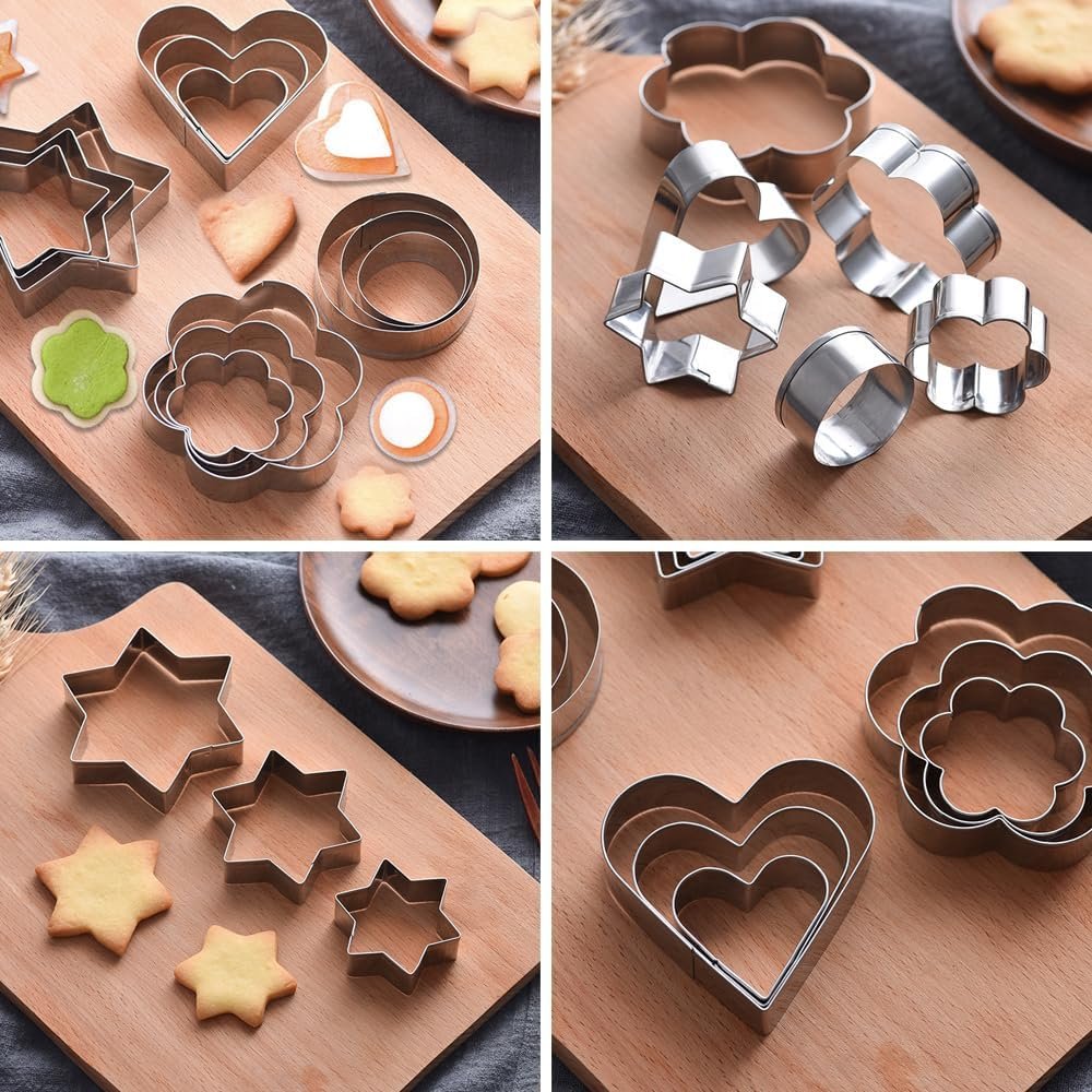 6Pcs Set Food Grade Stainless Steel Cookie Biscuit Cutters Easter Rabbit Chick Flower Shape Cake Chocolate DIY Baking Mold