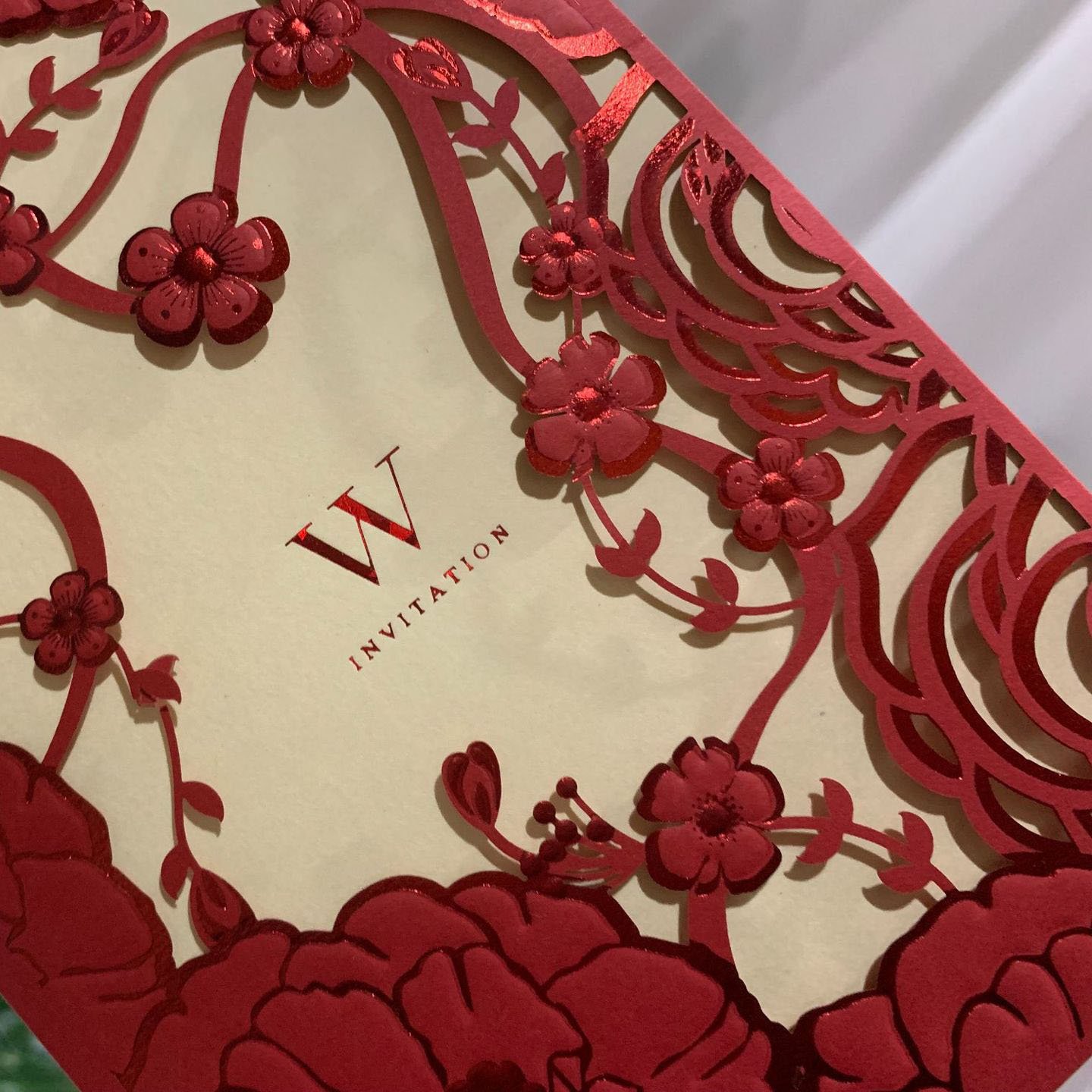 Ychon new wholesale shower window red flower cards wedding invitation cards latest designs for happy wedding party
