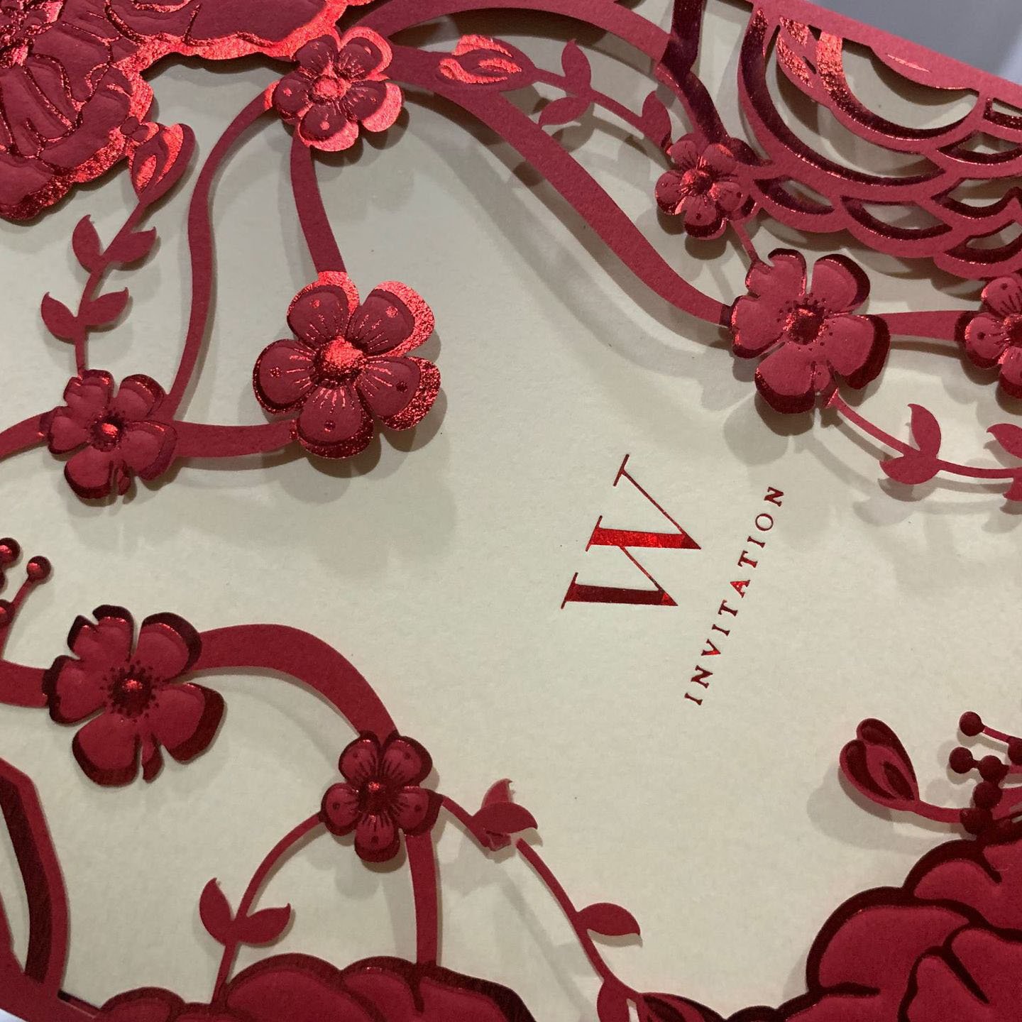 Ychon new wholesale shower window red flower cards wedding invitation cards latest designs for happy wedding party