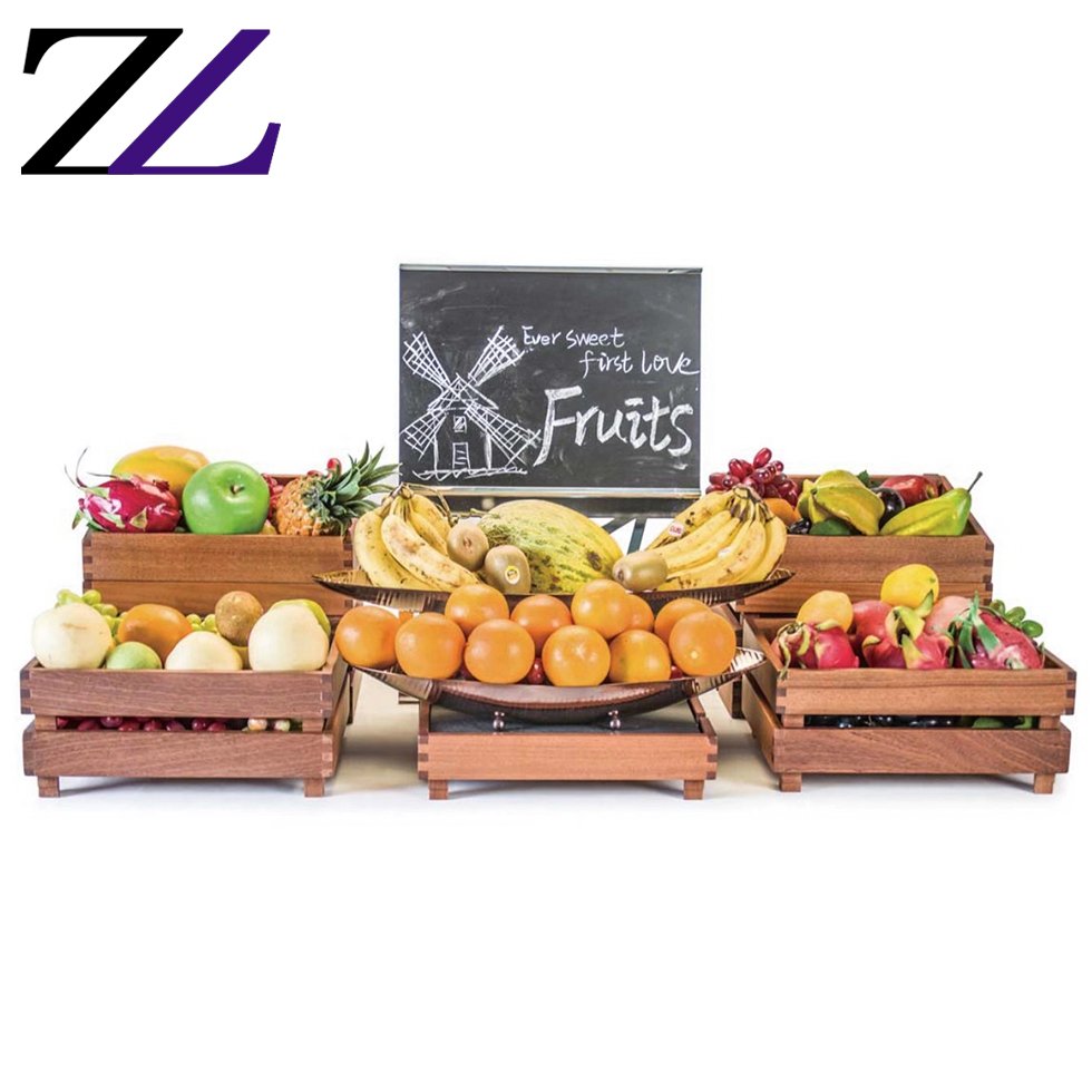 F&B chef items hotel catering equipment wooden furniture decorative wooden buffet rack riser/ buffet stand catering for sale